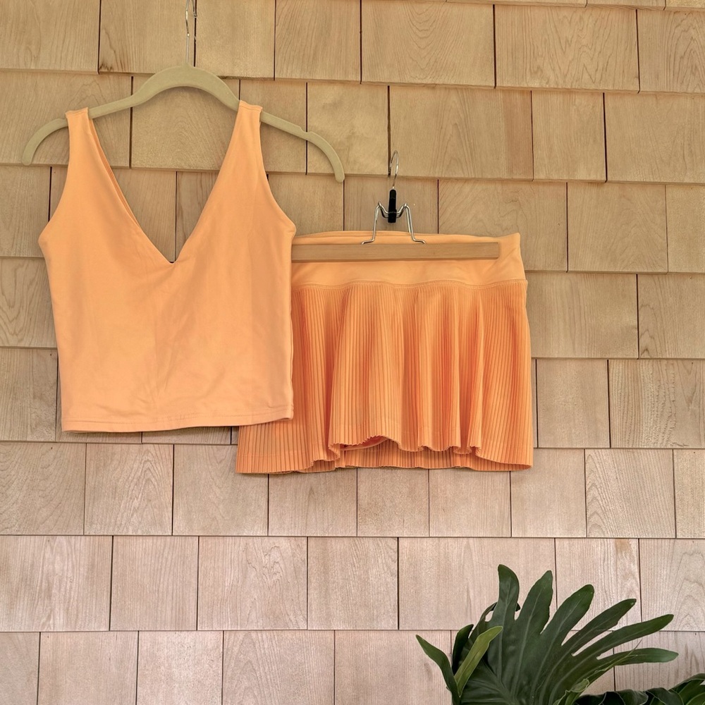 ReoRia Deep V Plunge Crop Top in Peach Fuzz